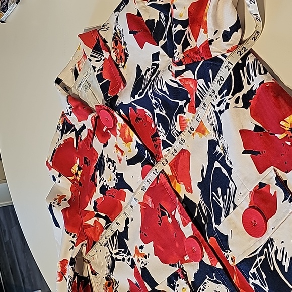 Coldwater Creek Floral Blazer Beautiful Red and Navy Size 14 - Picture 10 of 11